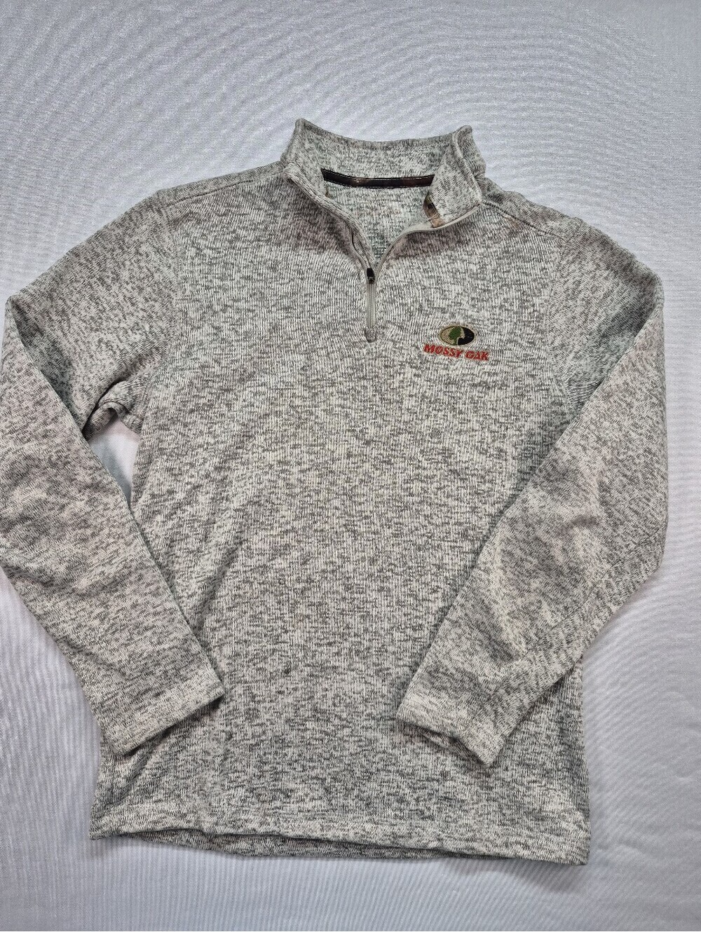 Mossy Oak Mens Medium Quarter Zip Pullover Sweater Sweatshirt Gray